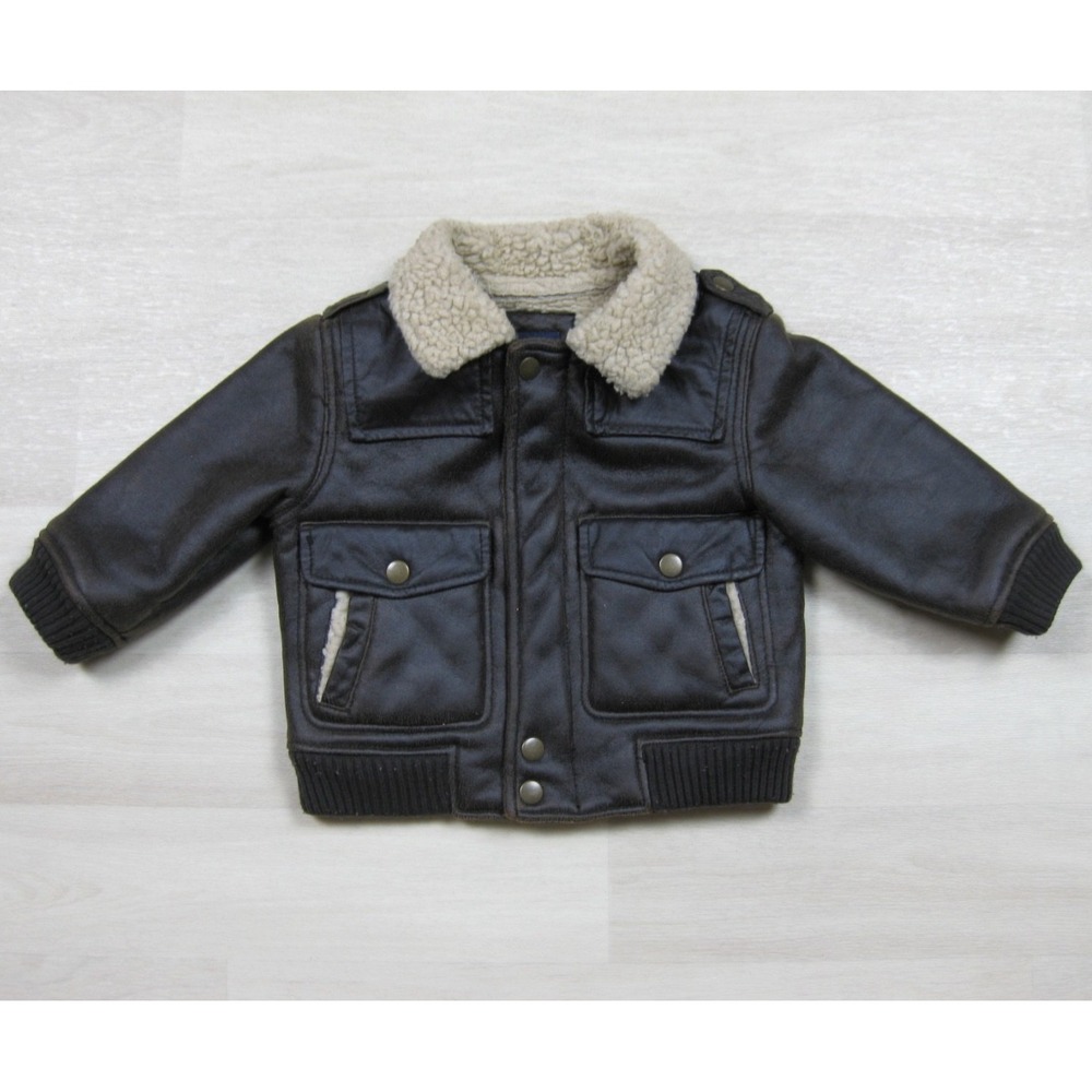 Baby GAP Bomber Jacket Toddler (18-24 Mos) Faux Leather Shearling Sherpa Lined